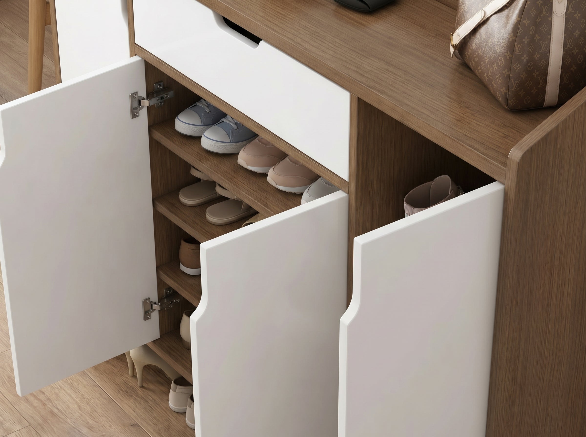 Modern Shoe Organizer with 4 Doors modern home storage