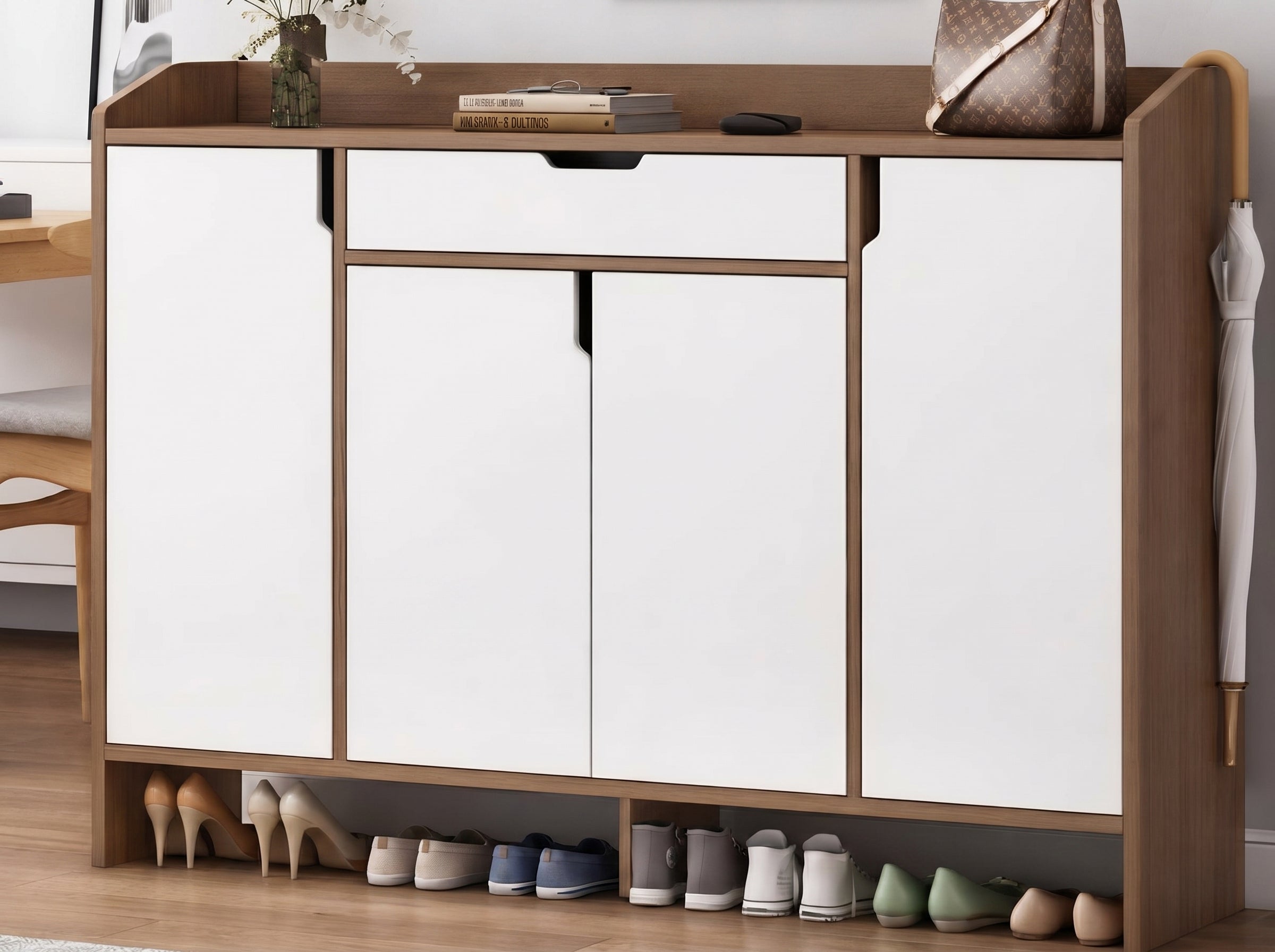 Modern Shoe Organizer with 4 Doors modern home storage