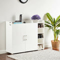 White Shoe Organizer with Open Shelves entryway cabinet