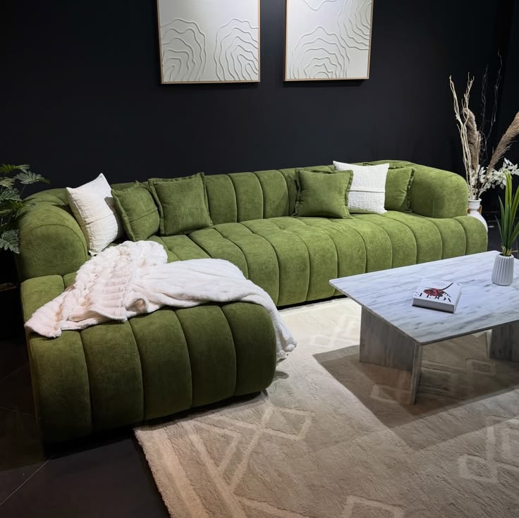 Luxury Ribbed Velvet Sectional Sofa
